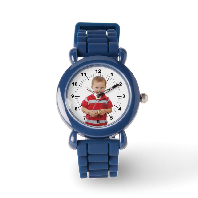 Kinderuhr - Personalisiert - blau Armbanduhr (Vorderseite)