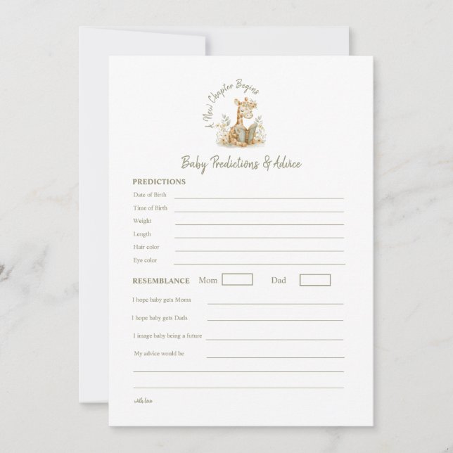 Kindervorausschauungsspiel Ein neues Kapitel begin Einladung (Vorderseite)