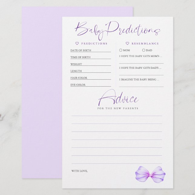 Kindervorhersagen Ratschläge für Lila Baby Duschsp (Vorne/Hinten)