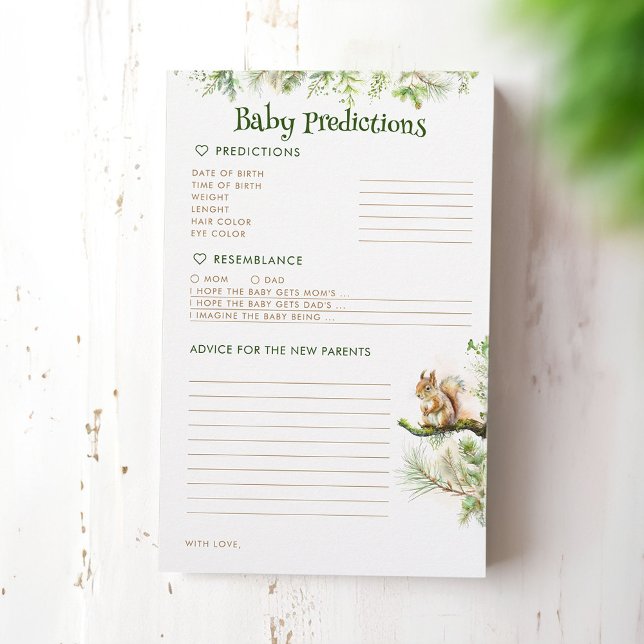 Kindervorhersagen und Ratschläge für Waldtiere (Baby Predictions Woodland Animals Themed Game Cards)