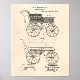 Kinderwagen 1889 Patentkunst Alte Grafik Poster
