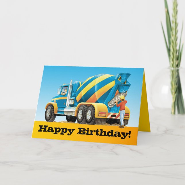 Kinderwagen aus Beton Truck Happy Birthday Karte (Vorderseite)