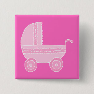 Kinderwagen. Hellrosa und helles Rosa Button