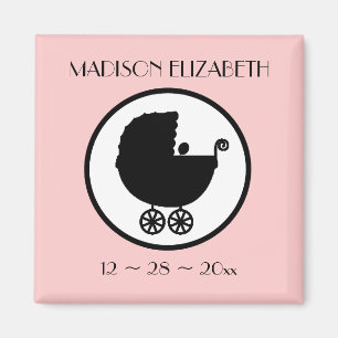 Kinderwagen-Silhouette-Geburts-Mitteilungs-Magnet Magnet