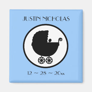 Kinderwagen-Silhouette Geburtsanzeige Magnet