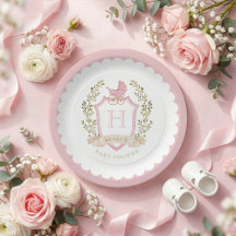 Kinderwagen-Wappen-Monogramm | Rosa Babyparty