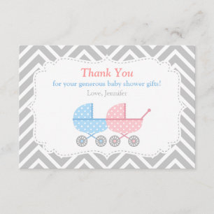 Kinderwagen Zwillinge Baby Shower Dankeskarten Dankeskarte
