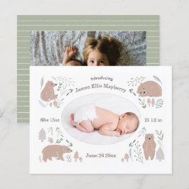 Kinderwald Bär Geburtsankündigung Postkarte