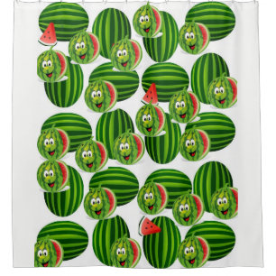 Kinderwassermelone, weißer grüner Duschvorhang