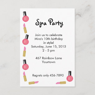 KinderWellness-Center-Party Einladung mit Kosmetik