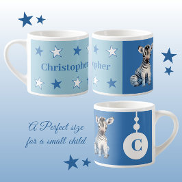 Kinderzebra-Tasse personalisierter Name blau Espressotasse
