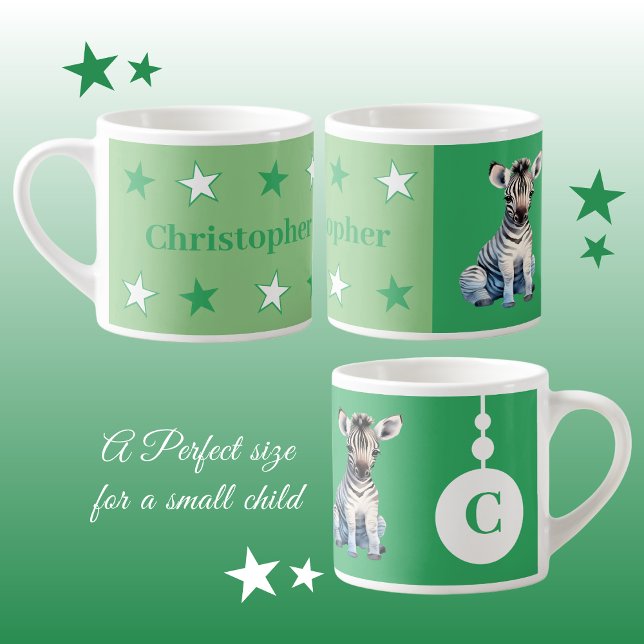 Kinderzebra-Tasse personalisierter Name grün Espressotasse (Von Creator hochgeladen)