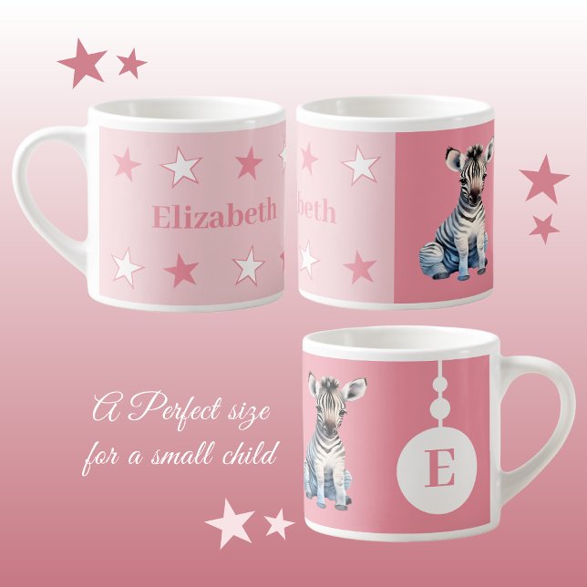 Kinderzebra-Tasse personalisierter Name Rosa Espressotasse (Von Creator hochgeladen)