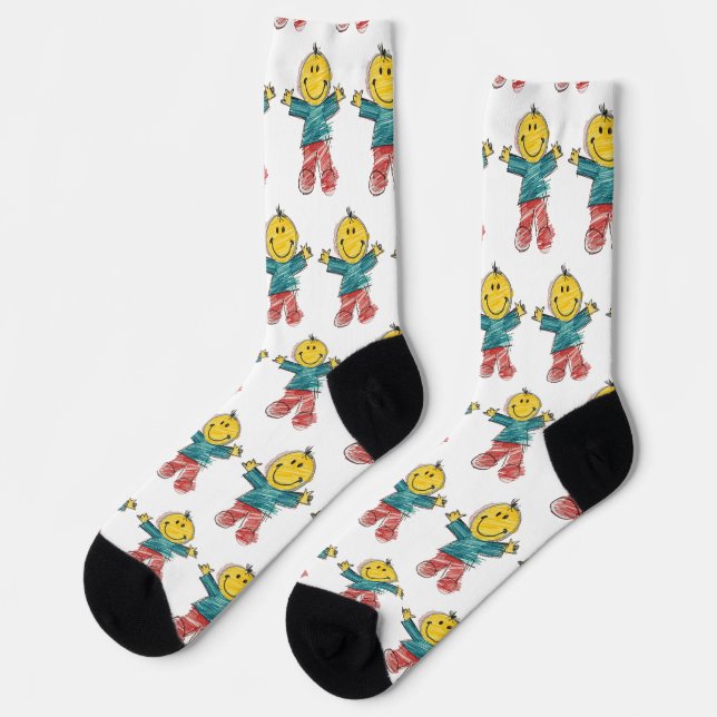 Kinderzeichnung hochladen und auf Socken drucken (Linkes Detail)