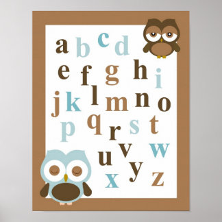 Kinderzimmer-Alphabet Babyuhenkarte Poster