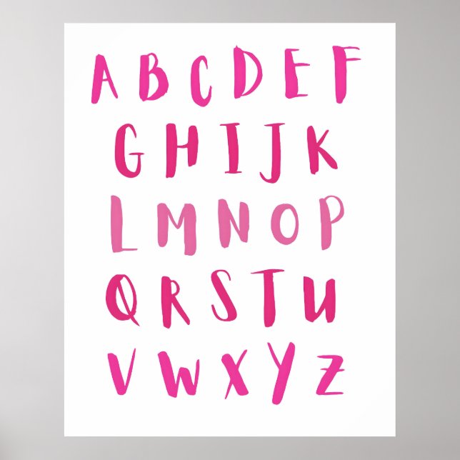 Kinderzimmer Alphabet Pink ABCs Kinder Poster (Vorne)
