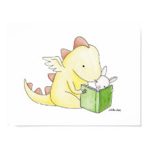 Kinderzimmer Art Deco Dragon & Bunny Reading Book