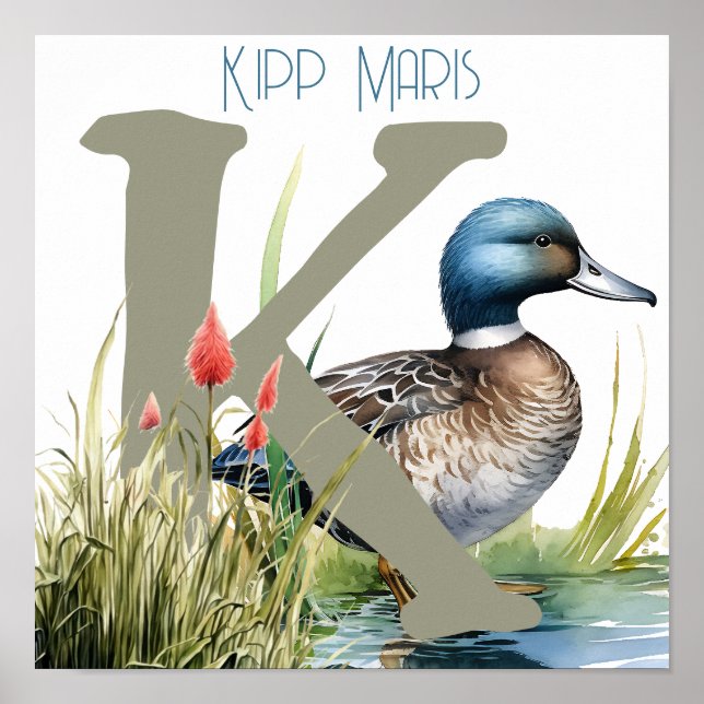 Kinderzimmer Art Duck Letter K Poster (Vorne)