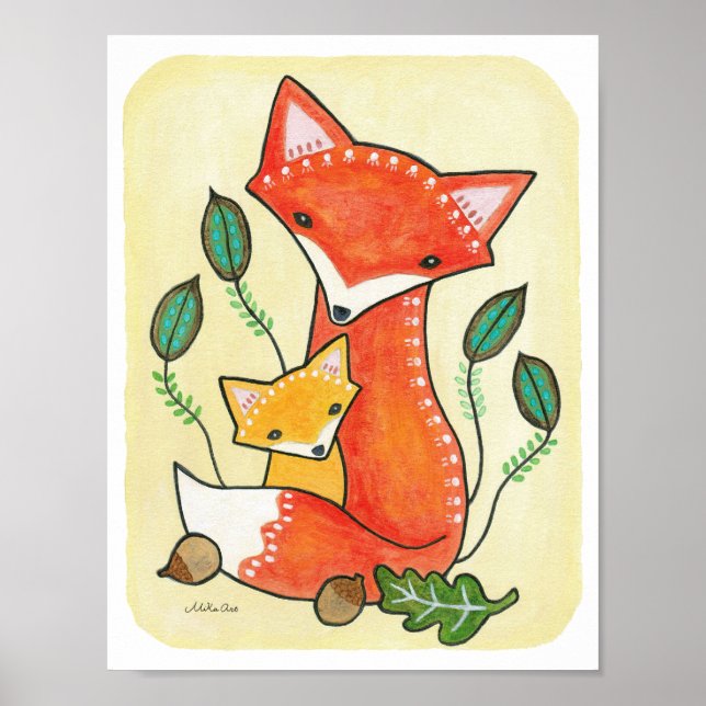 Kinderzimmer Art Print Fox Print Woodland Kinderzi Poster (Vorne)