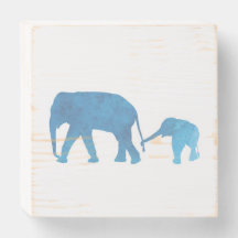 Kinderzimmer Art Wood signieren Mama und Baby Elep