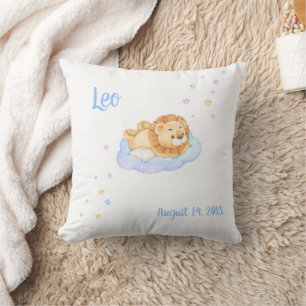 Kinderzimmer Baby Lion Pillow mit Name und Geburts Kissen