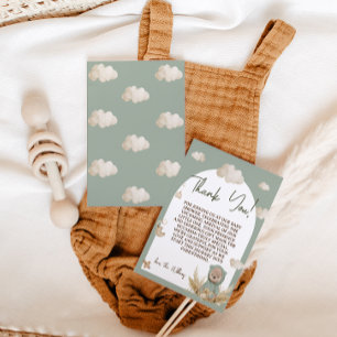 Kinderzimmer Boho Bear Babydusche Grün Dankeskarte