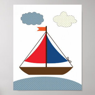 Kinderzimmer-Bootsanzeige für nautische Themenräum Poster