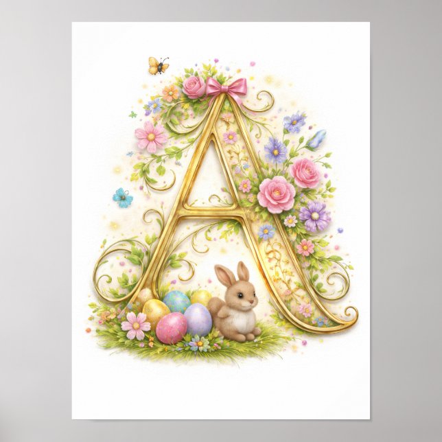 Kinderzimmer Buchstabe A Baby Anfangsbuchstabe Gol Poster (Vorne)