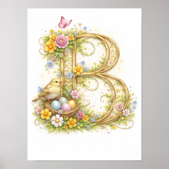 Kinderzimmer Buchstabe B Baby Anfangsbuchstabe Gol Poster (Vorne)