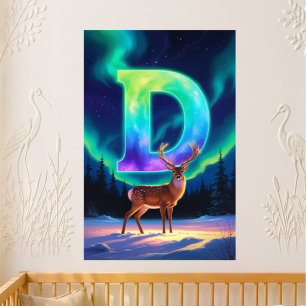 Kinderzimmer Buchstabe D Name Nordlichter Reh Baby Poster