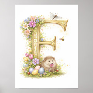 Kinderzimmer Buchstabe F Igel Baby Initiale Gold B Poster