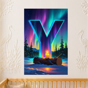 Kinderzimmer Buchstabe Y Name Nordlichter Yule Poster