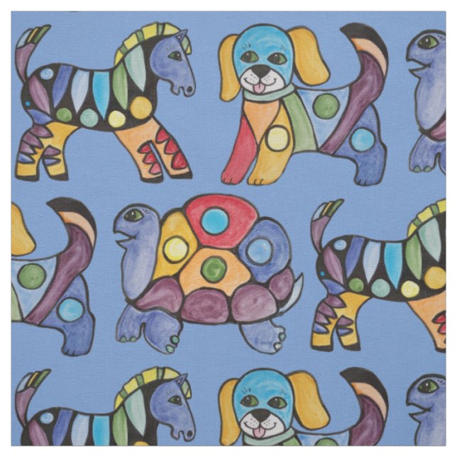 Kinderzimmer Child's Dekor Schildkröte Zebra Dog V Stoff (Muster)