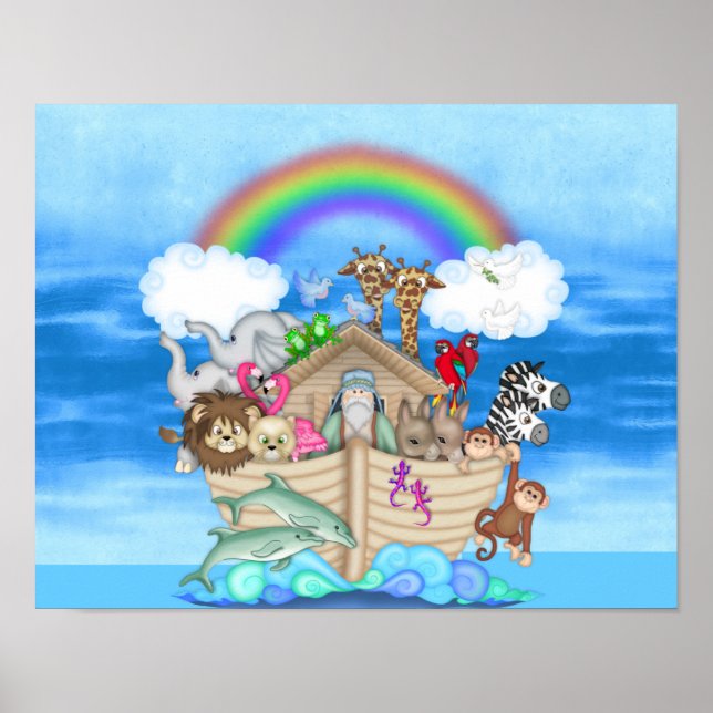 KINDERZIMMER DECORATION Noahs Ark RAINBOW MURAL Poster (Vorne)