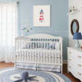 Kinderzimmer-Dekoration des Leuchtturms im Wasserf Poster