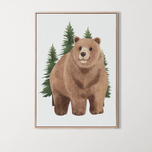 Kinderzimmer-Dekoration von Watercolor Woodland Poster (Watercolor Woodland Animal Bear Nursery Decor, forest )