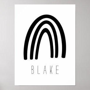 Kinderzimmer-Dekorplakat für Schwarzweiß-Regenboge Poster