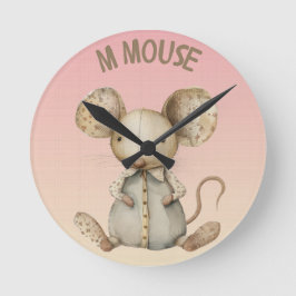 Kinderzimmer Design: Adorable Mouse & "M" Mouse Ac Runde Wanduhr