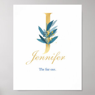 Kinderzimmer-Druck Name, Buchstabe J, Babymädchen- Poster