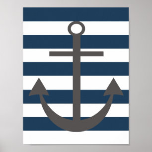 Kinderzimmer für Navy Blue und Grau Anchor Print Poster