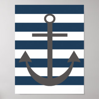 Kinderzimmer für Navy Blue und Grau Anchor Print Poster