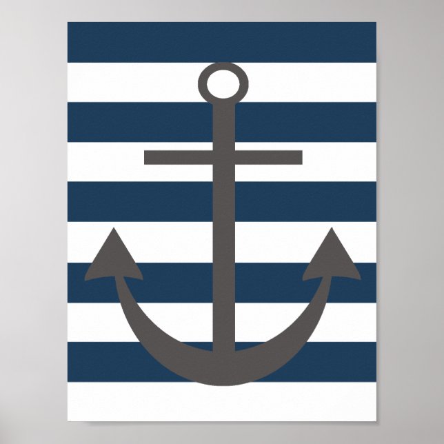 Kinderzimmer für Navy Blue und Grau Anchor Print Poster (Vorne)