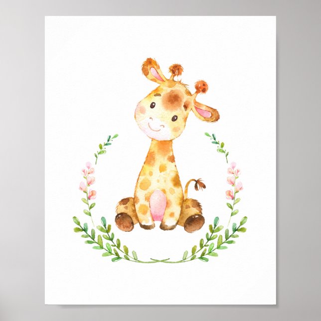 Kinderzimmer Giraffe Wasserfarbe Kunst, Dichtung u Poster (Vorne)