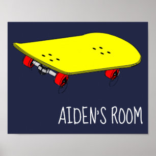 Kinderzimmer Kunst Gelbe Skateboard cool Teenager Poster