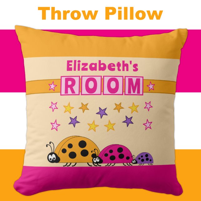 Kinderzimmer Ladybugs geben den Namen lila rosa Kissen (Von Creator hochgeladen)