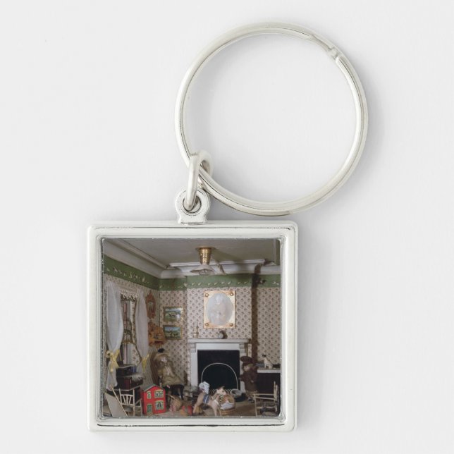 Kinderzimmer mit Spielwaren von "Fräulein Miles" Schlüsselanhänger (Vorne)