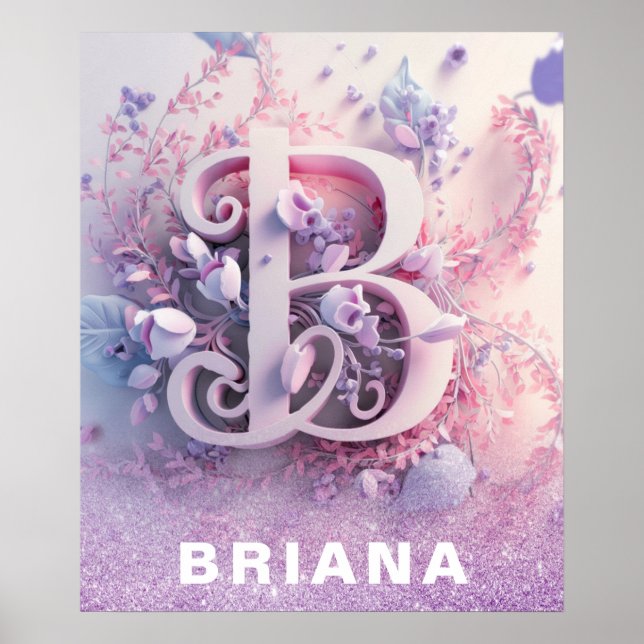 *~* Kinderzimmer Monogram AP71 Girl Letter B Poster (Vorne)