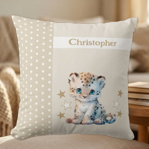 Kinderzimmer Name hinzufügen süßer Leopard braun Kissen