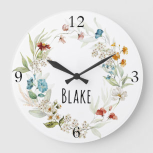 Kinderzimmer Niederländisch Art Floral 10.75-in Große Wanduhr