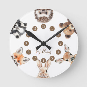 Kinderzimmer "niedlich Forest Friends Woodland Ani Runde Wanduhr